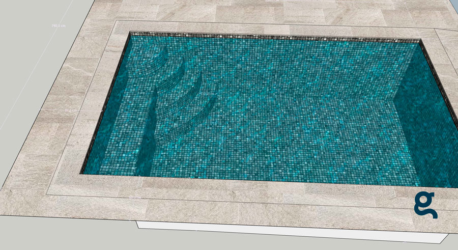 Infografía piscina con Mosaico Zen Tigrato